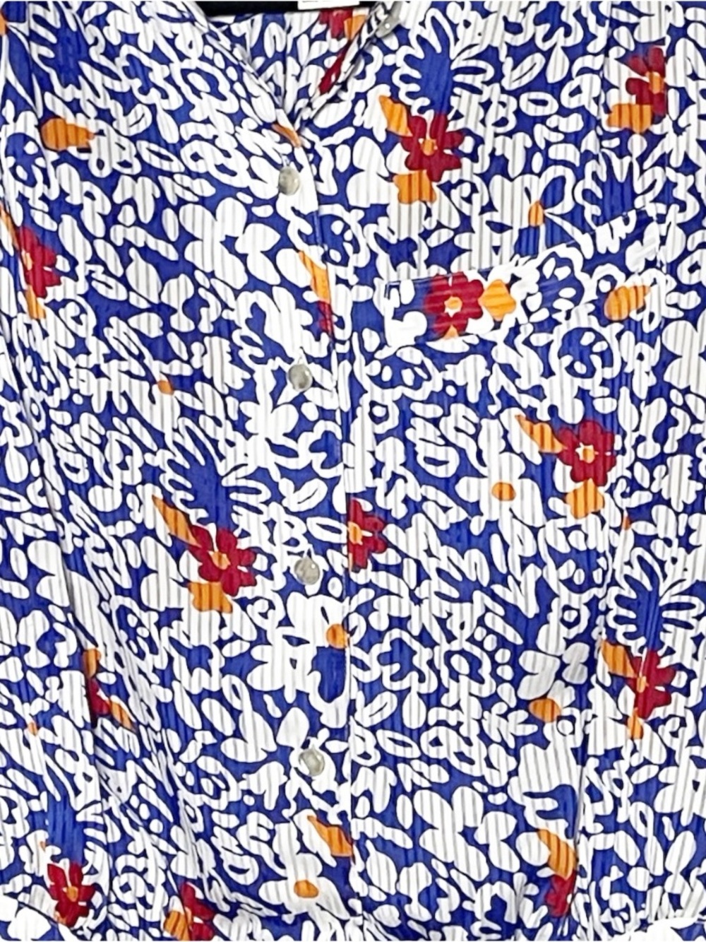 Vintage Nicola Floral Waist Detail Blouse Blue White Boho Cottagecore Size 6 - Picture 3 of 5